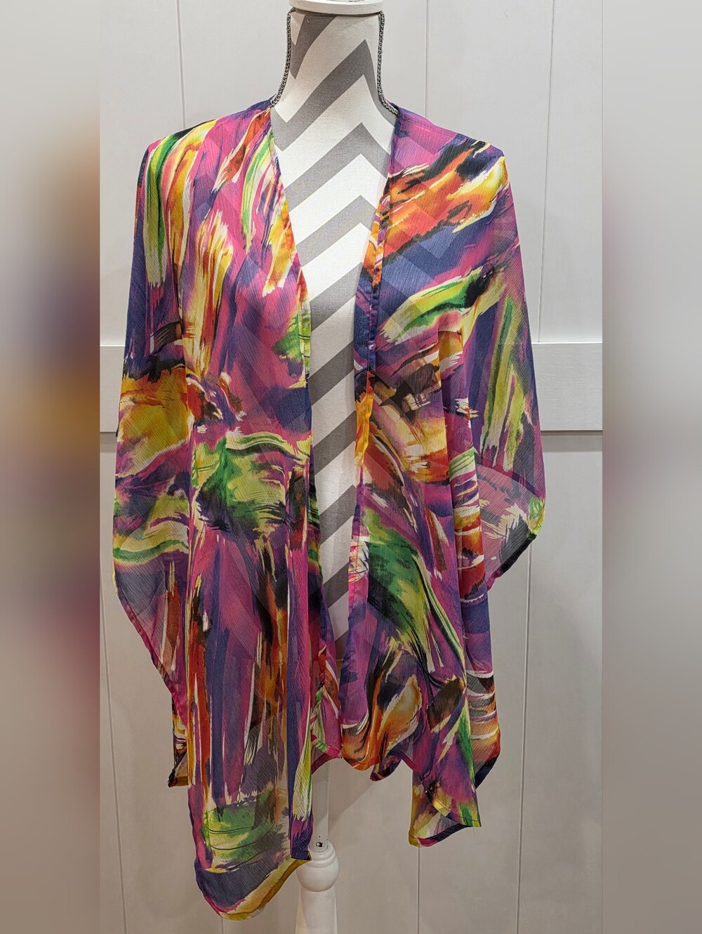 Chico's Women's Sheer, Multicolored Kimono One-Size- *176